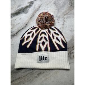 Miller Lite Beer Logo Winter Beanie Hat Nordic Pom Adult One Size Fits All